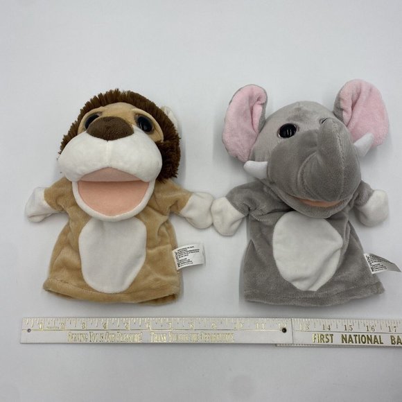 SET of 2 Kelly Toy Adorable Plush Hand PUPPETS Elephant and Lion 2 PC LOT Zoo - Picture 13 of 15